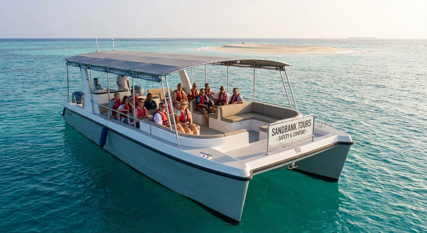 Our tour boat ensures a safe and comfortable journey to the sandbank.