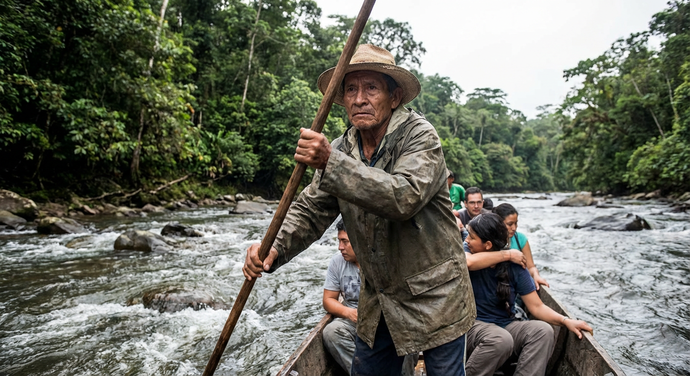 A local guide navigating the river with care and expertise.