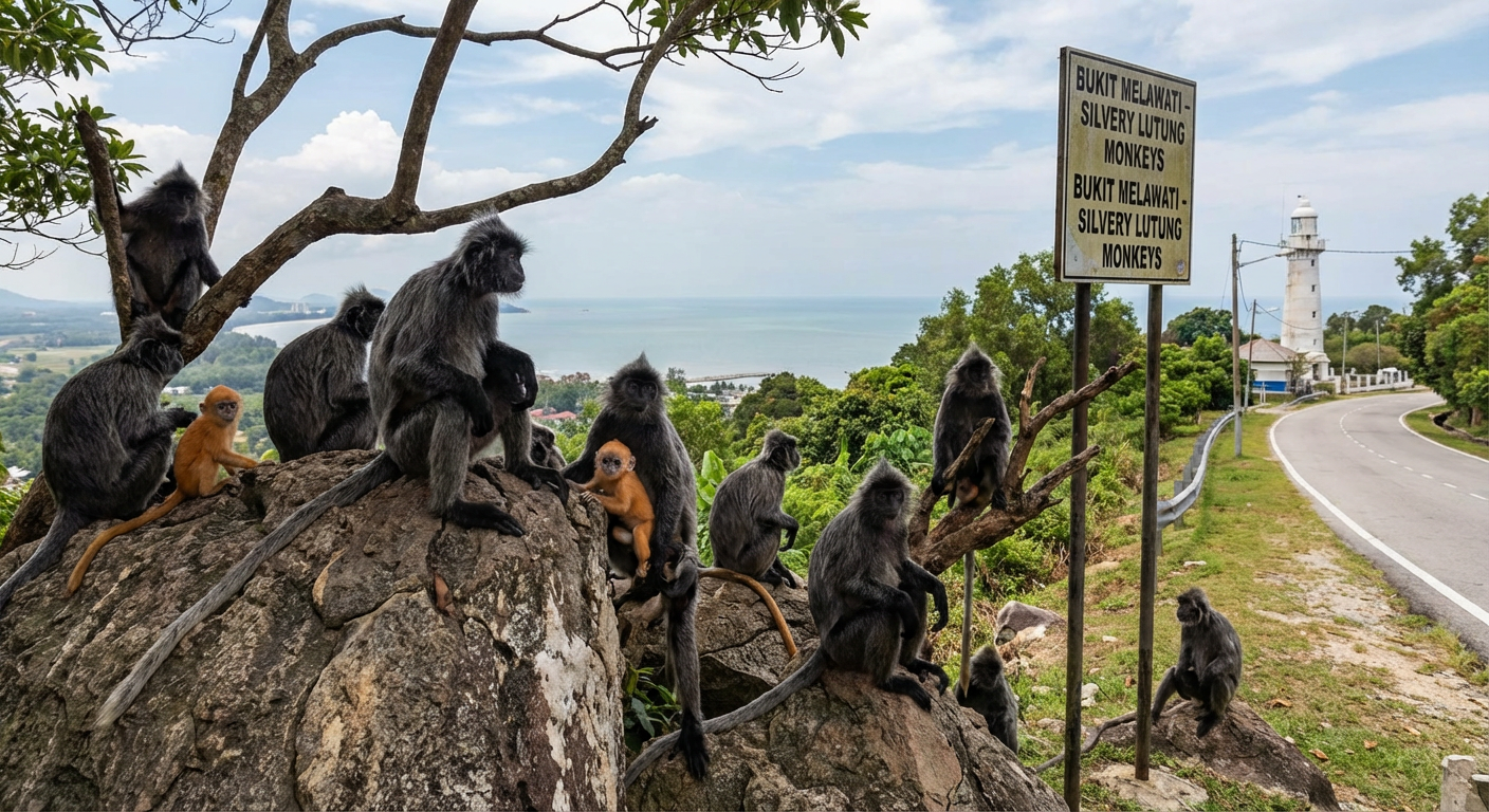 Local silvered leaf monkeys at Melawati Hill.