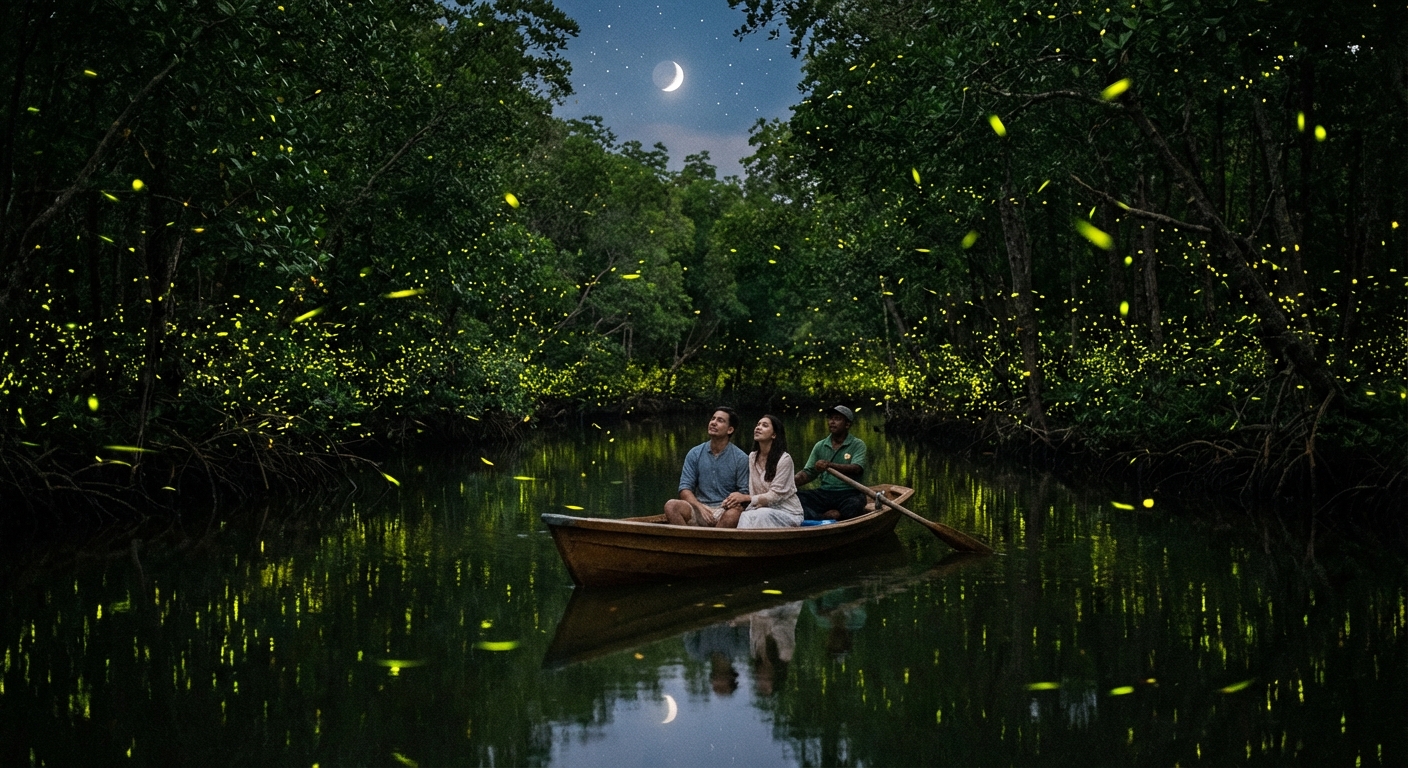 A quiet boat ride to witness the magical glow of the fireflies.